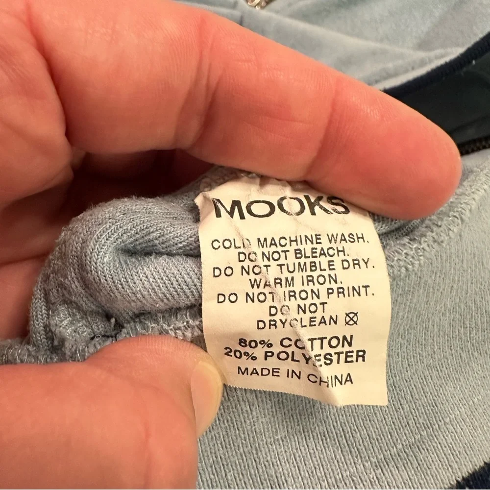 Mooks Blue Fleece Track Jacket Y2K 2000 Vintage Sporty Athletic Street Style